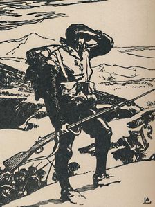 Chasseur Alpin Regardant La Plaine Du Rhin 1919. Artist: Auguste Lepere