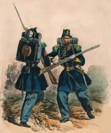 Chasseurs A Pied mid-late 19th century. Creator: Hippolyte Lalaisse