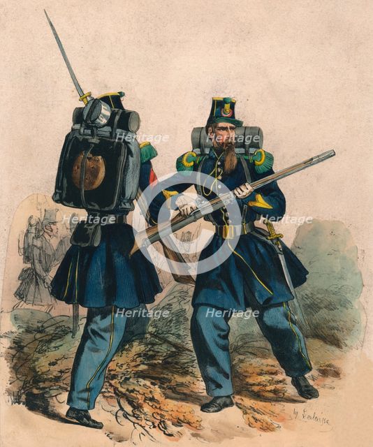 'Chasseurs A Pied', mid-late 19th century.  Creator: Hippolyte Lalaisse.