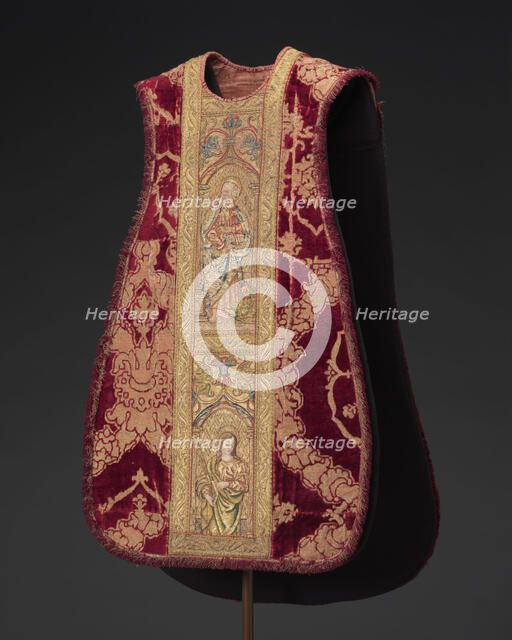 Chasuble, 18th century; (velvet) about 1475; (ophreys) 1500-1550. Creator: Unknown.