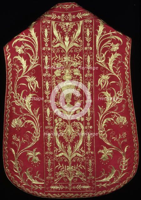 Chasuble, Stole, Maniple, and Burse, Italy, 1775/1825. Creator: Unknown.