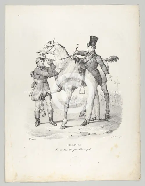 Chap. VI: Je ne pouvais pas aller à pied (I no longer walk anywhere), 1824.. Creator: Victor Adam.