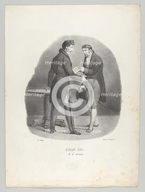 Chap. XII: Je le savais (I thought as much), 1824. Creator: Victor Adam.