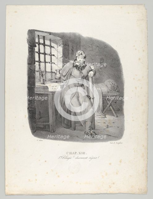 Chap. XIII: Ste. Pelagie! charmant séjour! (Sainte-Pélagie Prison, a charming stay!), 1824.. Creator: Victor Adam.
