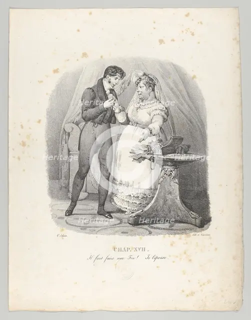 Chap. XVII: Il faut faire une Fin! Je lépouse (It must end! I am married), 1824., Creator: Victor Adam.