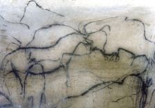 Chapel of mammoths (Pech-Merle Cave): black horse and bisons, they have been represented by the p…