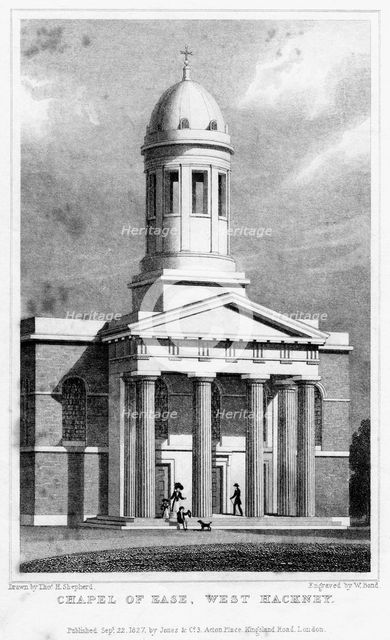 Chapel of ease, West Hackney, London, 1827.Artist: W Bond