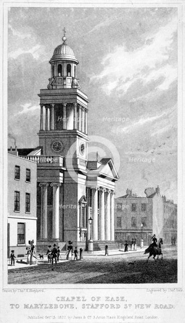 Chapel of Ease which might also be Christ Church, Cosway Street, Marylebone, London, 1827. Artist: Thomas Dale