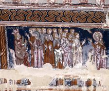 Chapel of Santa Maria del Monte of Liesa, scene of the martyrdom of St. Catherine, painting besid…