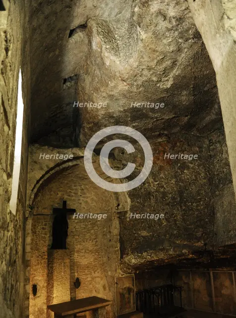 Chapel of the Invention of the Cross, Basilica of the Holy Sepulchre, Jerusalem, 12th century.  Creator: LTL.