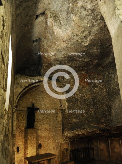Chapel of the Invention of the Cross, Basilica of the Holy Sepulchre, Jerusalem, 12th century.  Creator: LTL.