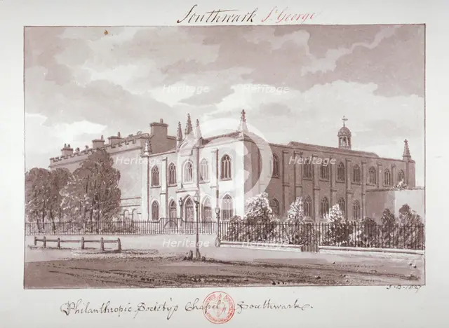 Chapel belonging to the Philanthropic Society Institution, London Road, Southwark, London, 1827. Artist: John Chessell Buckler