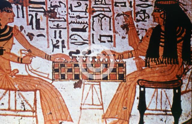 Chapel Interior, Nobles Playing Chess, Thebes, Egypt Artist: Unknown
