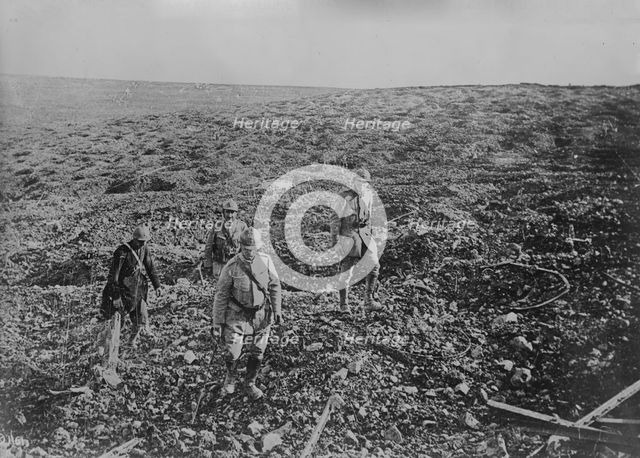 Chaplain & stretcher bearers, France, 27 Aug 1917. Creator: Bain News Service.