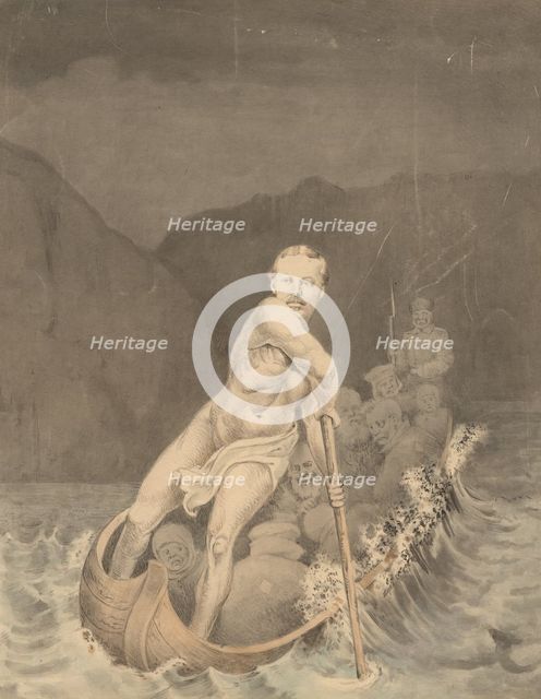 Charon transports the souls of the dead to the kingdom of Hades, 2nd half of 19th century. Creator: Mikhail Znamensky.