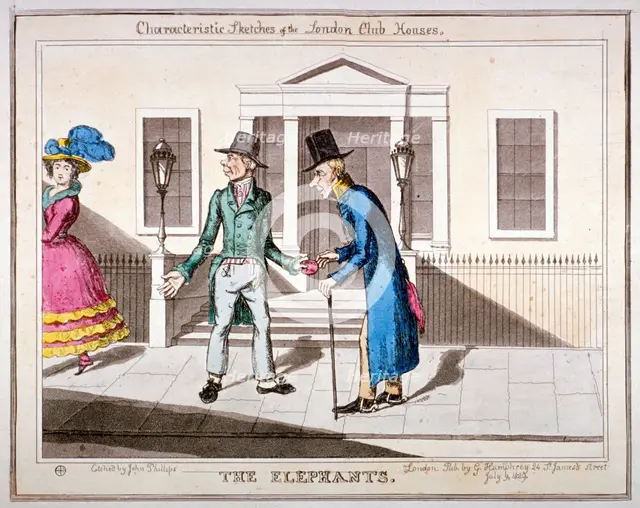'Characteristic sketches of the London club houses': 'The Elephants', 1829. Artist: John Phillips