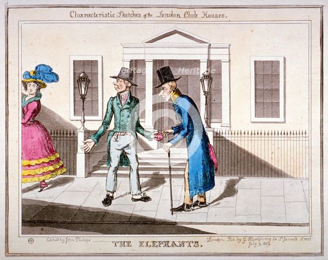 'Characteristic sketches of the London club houses': 'The Elephants', 1829. Artist: John Phillips