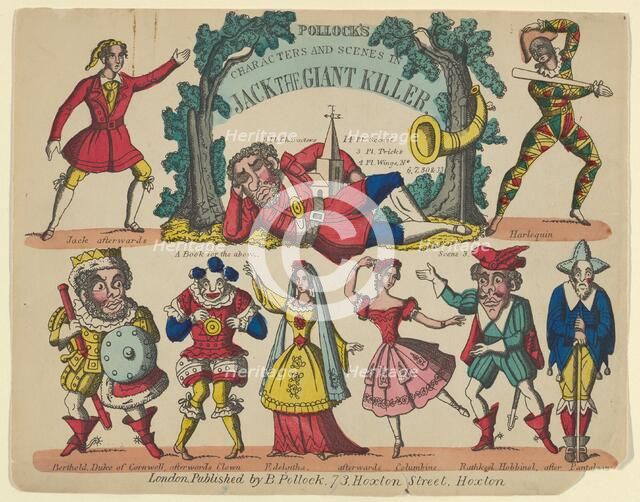 Characters and Scenes, from Jack the Giant Killer, Plate 1 for a Toy Theater, 1870-90. Creator: Benjamin Pollock.