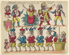 Characters, from Jack the Giant Killer, Plate 4 for a Toy Theater, 1870-90. Creator: Benjamin Pollock