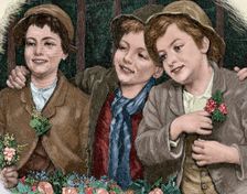 Characters from "The Adventures of Huckleberry Finn", 1885. Creator: Moritz Klinkicht