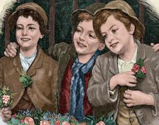 Characters from "The Adventures of Huckleberry Finn", 1885. Creator: Moritz Klinkicht