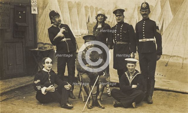 Characters on the set of a play, (between 1910 and 1919?). Creator: Unknown.