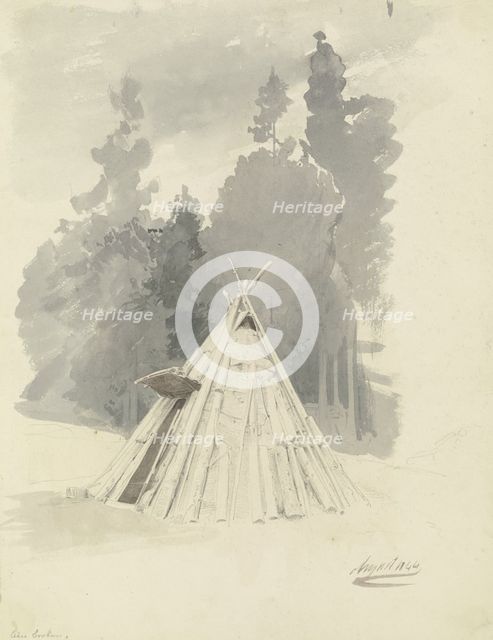 Charburners hut on the Brocken, 1844. Creator: Carl Theodor Reiffenstein.