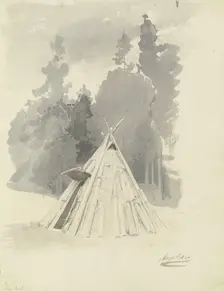 Charburners hut on the Brocken, 1844. Creator: Carl Theodor Reiffenstein