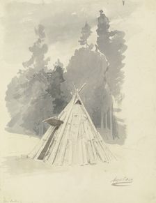 Charburners hut on the Brocken, 1844. Creator: Carl Theodor Reiffenstein