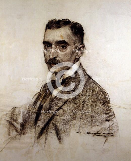 Charcoal portrait Francesc Macia (1859 - 1933), Spanish soldier and politician, president of the …