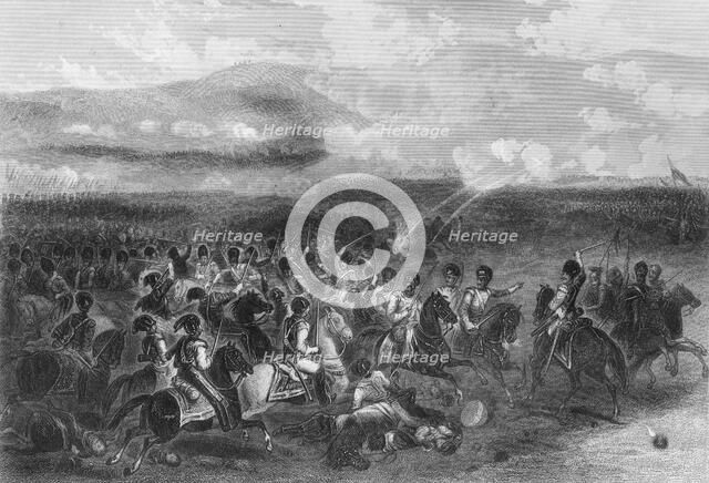 Charge of heavy cavalry at the Battle of Balaclava during the Crimean War, 1854 (1857).Artist: W Hulland