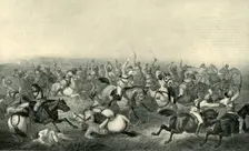 Charge of Hodson's Horse at Rhotuck 1857, (1901). Creator: George Francklin Atkinson