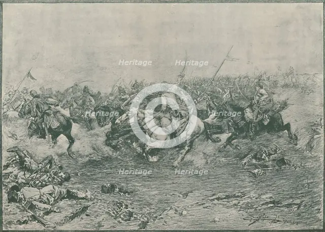 'Charge of the Twelfth Hussars at the Battle of Marengo', 1800, (1896).  Artist: Unknown.