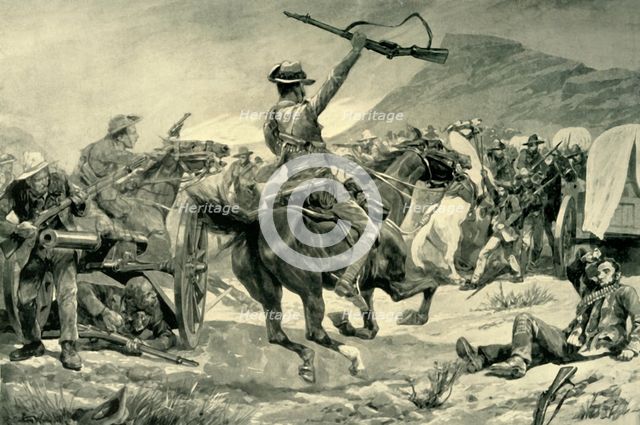 'Charge of the Bushmen and New Zealanders on Boer Guns near Klerksdorp, March 24, 1901', 1902 Creator: Richard Caton Woodville II.