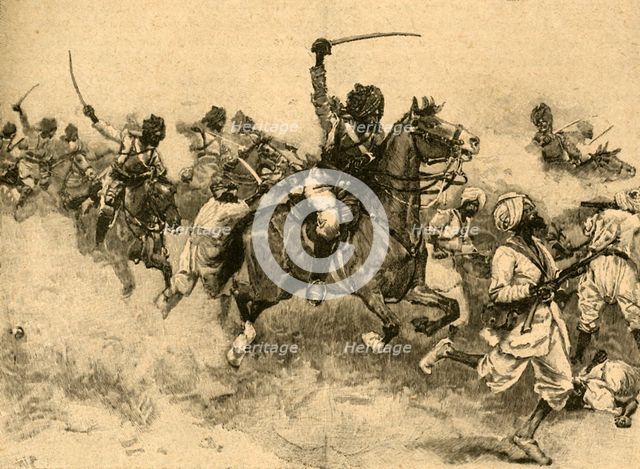 Charge of the cavalry at the Battle of Miani (Meeanee), Sindh, India, 1843 (c1890). Creator: Unknown.