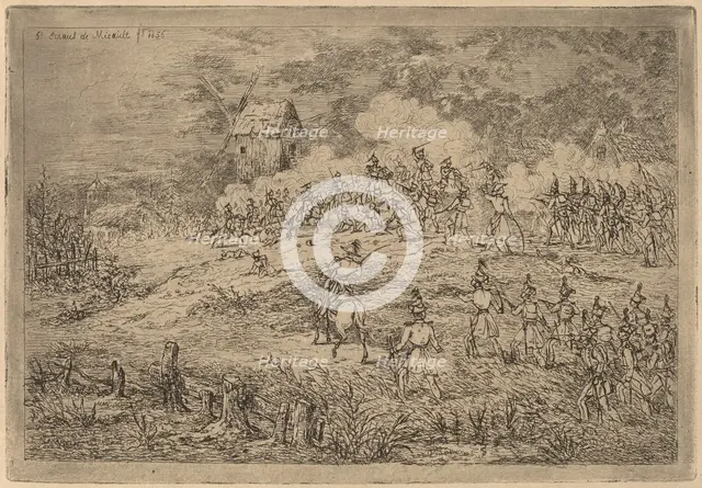 Charge of the Cavalry (Charge de cavalerie contre des chasseurs), 1856. Creator: Gerhardus Emaus De Micault.