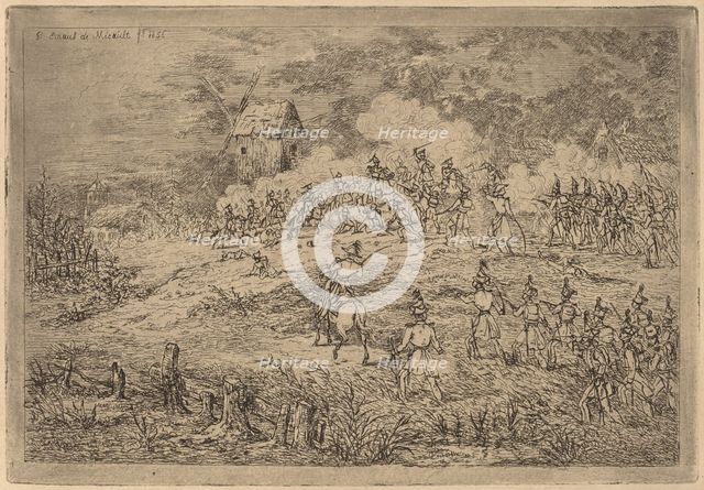 Charge of the Cavalry (Charge de cavalerie contre des chasseurs), 1856. Creator: Gerhardus Emaus De Micault.