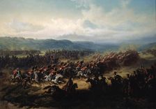 Charge of the English Light Brigade at the Battle of Balaclava on 25 October 1854 19th century. Artist: Friedrich Kaiser