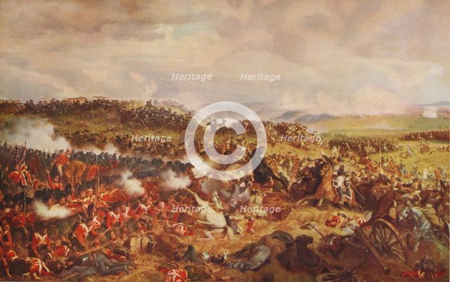 'Charge of the French Cuirassiers at Waterloo', 1874, (c1915). Artist: Felix Henri Emmanuel Philippoteaux.