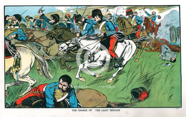 Charge of the Light Brigade at Balaclava, Crimean War, 25 October, 1854 (early 20th century). Artist: Unknown