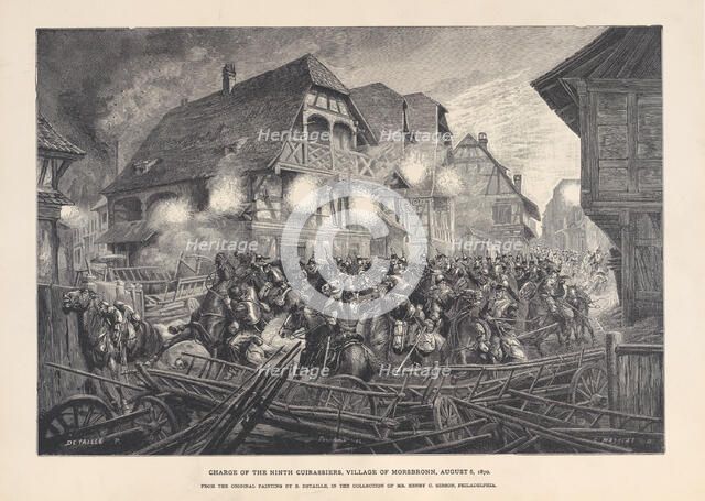 Charge of the Ninth Cuirassiers, Village of Morsbronn, August 6, 1870, 1874-1900. Creators: Georges Léon Alfred Perrichon, Georges Massias.