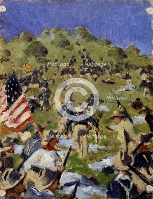 Charge of the Rough Riders at San Juan Hill in 1898, c. 1900. Artist: Vereshchagin, Vasili Vasilyevich (1842-1904)
