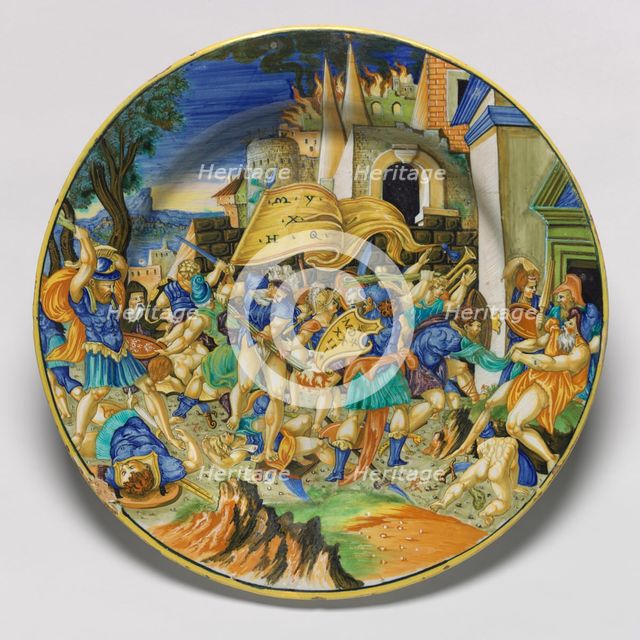 Charger with the Battle of Roncevaux, 1533. Creator:  Francesco Xanto Avelli.