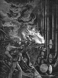 Charging the retorts at the Beckton gasworks, London, 1878