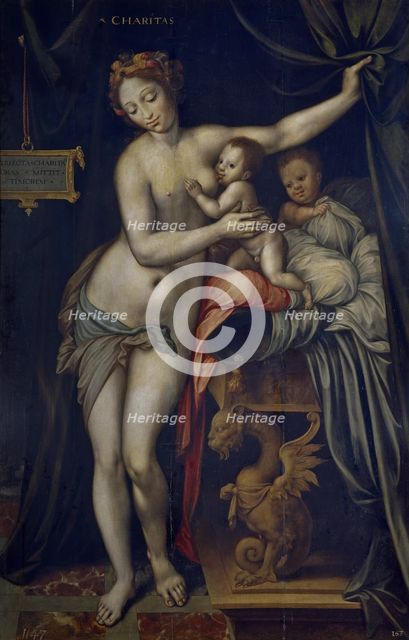 Charity, ca 1555. Artist: Sellaer, Vincent (1490-1564)
