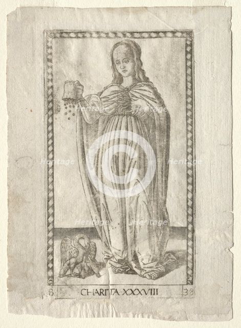 Charity (from the Tarocchi, series B: Cosmic Principles & Virtues, #38), before 1467. Creator: Master of the E-Series Tarocchi (Italian, 15th century).
