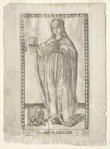 Charity (from the Tarocchi, series B: Cosmic Principles & Virtues, #38), before 1467. Creator: Master of the E-Series Tarocchi (Italian, 15th century)