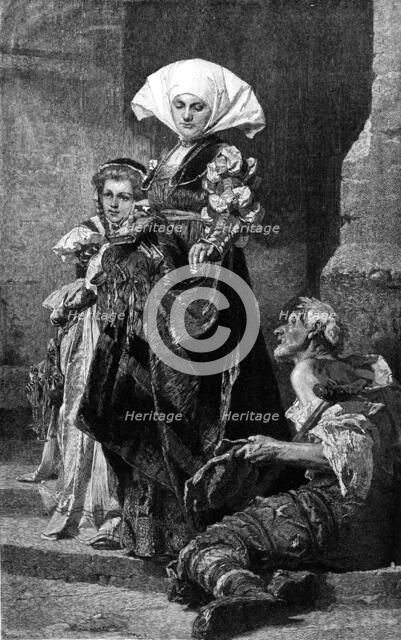 Charity - from the picture by M. Benczur, 1881. Creator: C. D..