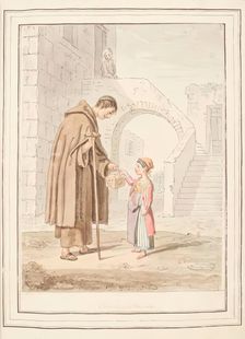 Charity of Procida, leaf from A Collection of Dresses by David Allan Mostly from Nature 1776. Creator: David Allan