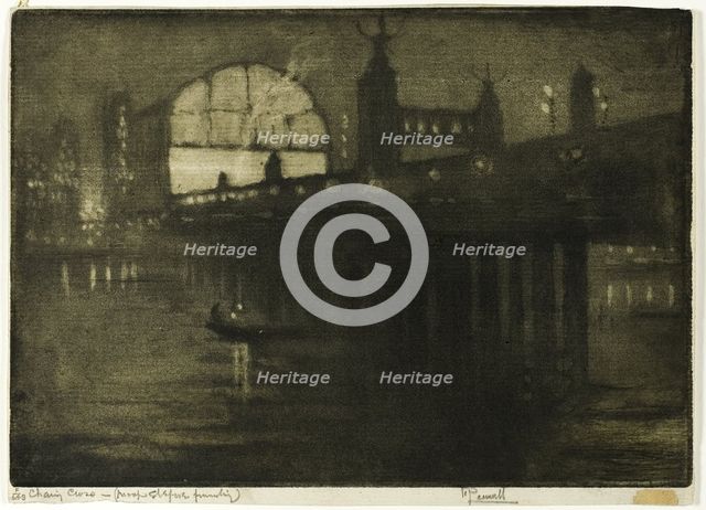 Charing Cross at Night, 1896. Creator: Joseph J Pennell.
